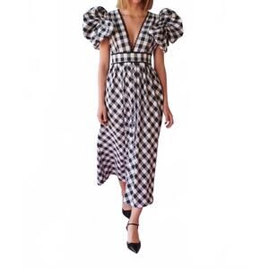 NEW CELIA B curazao vichy dress in black & white